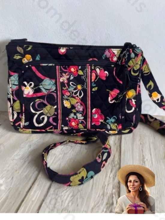 Vera Bradley Handbags - Vera Bradley Little Hipster Crossbody Bag in Navy Floral Retired Pattern Ribbons